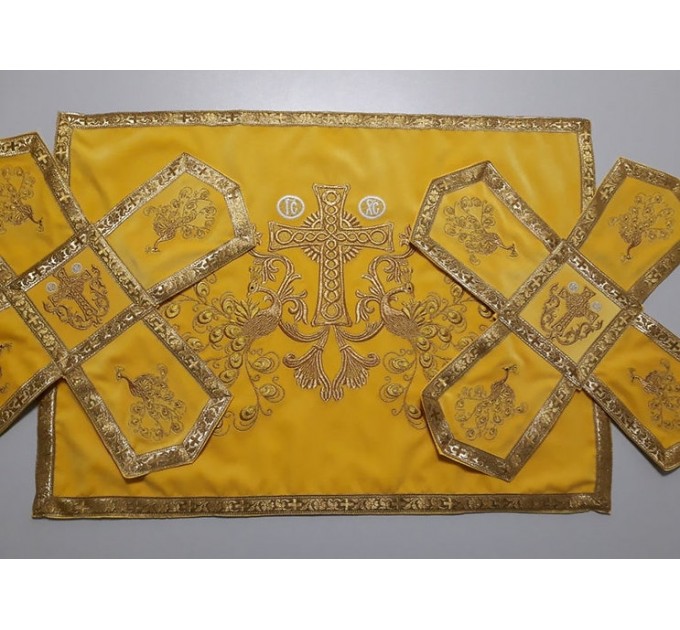 Orthodox Embroidered Chalice Covers from greek brocade - Aer and chalice veil set