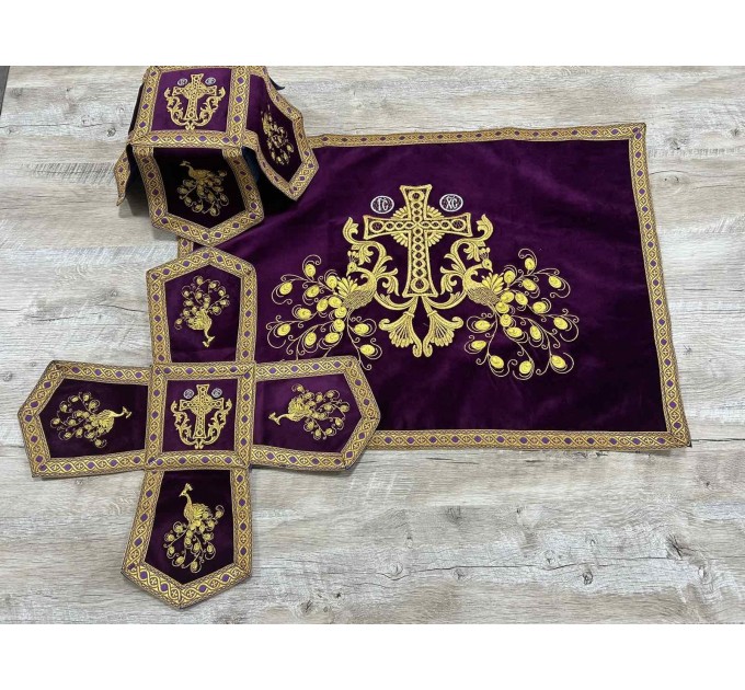 Orthodox Embroidered Chalice Covers from greek brocade - Aer and chalice veil set