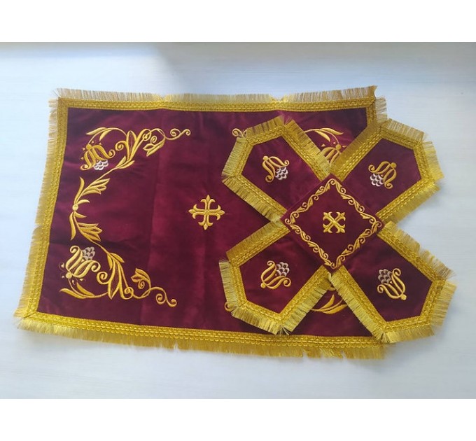 Orthodox Embroidered Chalice Covers in gabardine, satin, velvet - Aer and veils