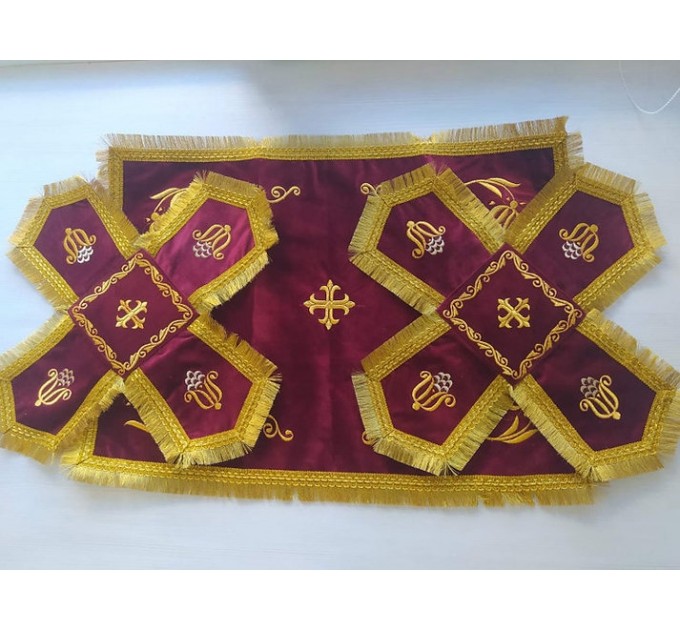 Orthodox Embroidered Chalice Covers in gabardine, satin, velvet - Aer and veils