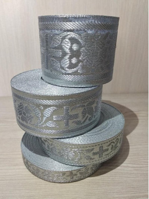 Silver Liturgical trim 5cm / 4cm / 2cm / 1.5 cm - Silver Church galoon - Silver galloon trim - Silver ribbon