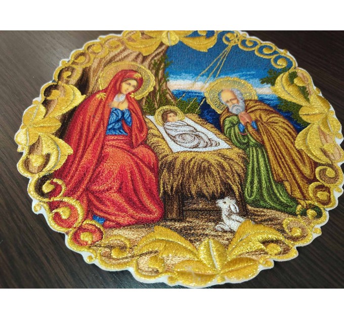 Icon of the Nativity - Liturgical embroidered vestment appliques - Round icon