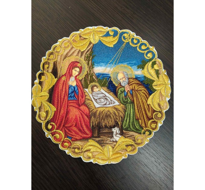 Icon of the Nativity - Liturgical embroidered vestment appliques - Round icon