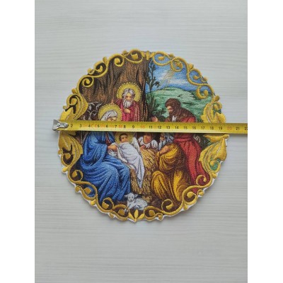 Icon of the Nativity - Liturgical embroidered vestment appliques - Round icon