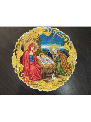 Icon of the Nativity - Liturgical embroidered vestment appliques - Round icon