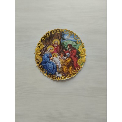 Icon of the Nativity - Liturgical embroidered vestment appliques - Round icon