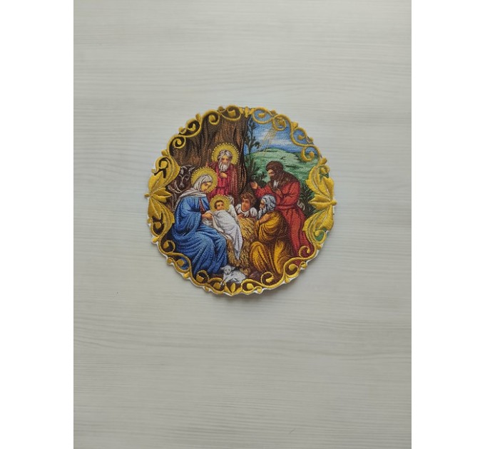 Icon of the Nativity - Liturgical embroidered vestment appliques - Round icon