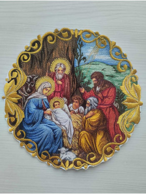 Icon of the Nativity - Liturgical embroidered vestment appliques - Round icon