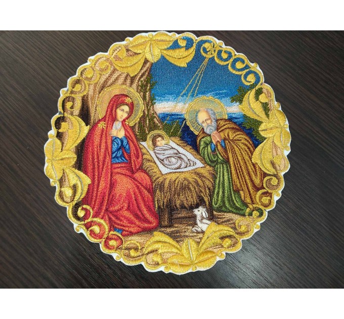 Icon of the Nativity - Liturgical embroidered vestment appliques - Round icon