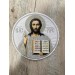 Liturgical embroidered vestment applique Jesus Christ - Round icon patch