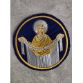 Liturgical embroidered vestment applique Virgin Orans- Round icon patch- Machine embroidery