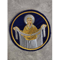 Liturgical embroidered vestment applique Virgin Orans- Round icon patch- Machine embroidery