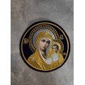 Liturgical embroidered vestment applique - Round icon patch- Machine embroidery icon of Virgin Mary