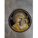 Liturgical embroidered vestment applique - Round icon patch- Machine embroidery icon of Virgin Mary