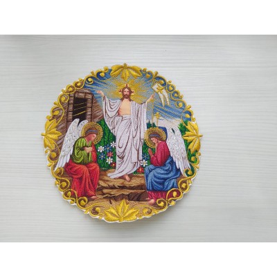 Liturgical embroidered vestment appliques - Round icon patch- Machine embroidery