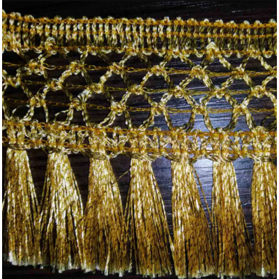 Openwork Lurex fringe 2.3" (6 cm) width - Gold fringe - Short Fringe - Silver fringe