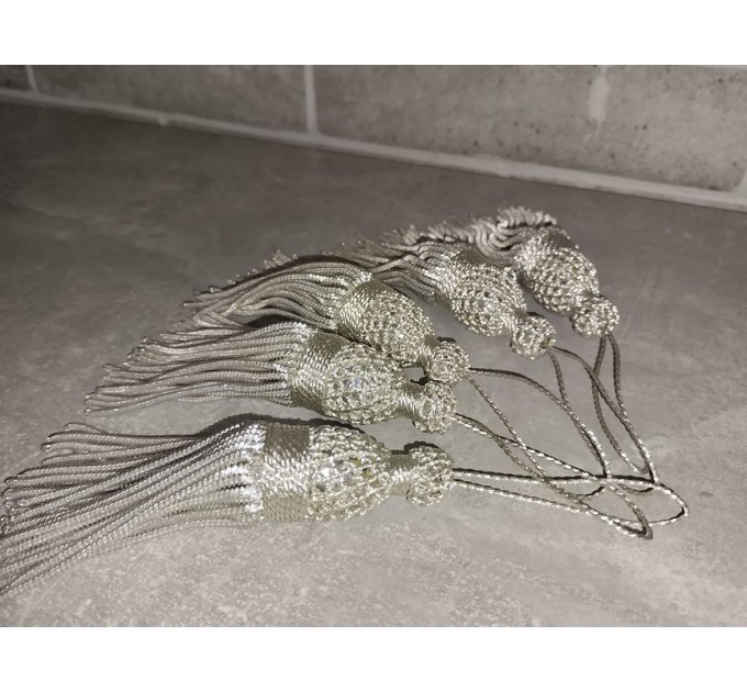 Silver Bullion Tassels for church Vestments - Decoration - Metal 11 см