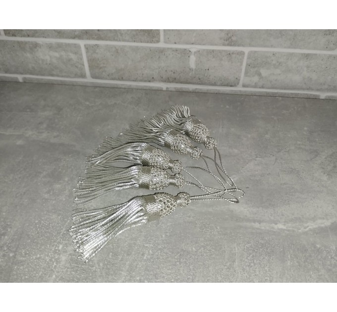 Silver Bullion Tassels for church Vestments - Decoration - Metal 11 см