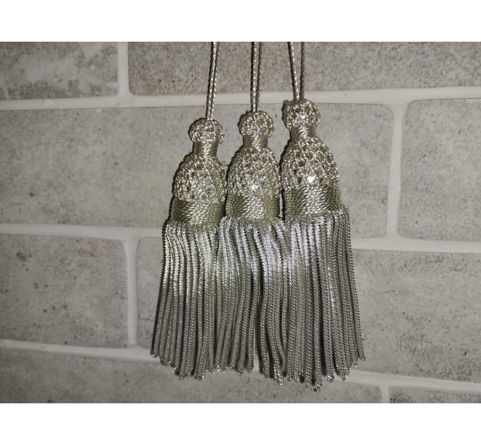 Silver Bullion Tassels for church Vestments - Decoration - Metal 11 см