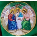 Application icons - Holy Trinity - Round patch embroidered icon for vestments