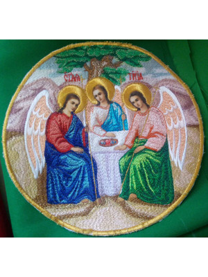 Application icons - Holy Trinity - Round patch embroidered icon for vestments