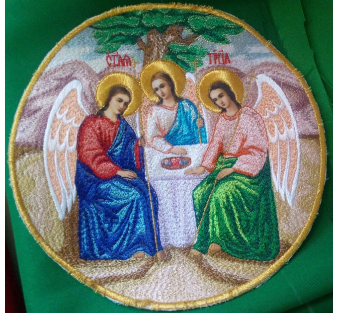 Application icons - Holy Trinity - Round patch embroidered icon for vestments