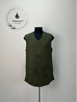 Chaplain vest in khaki color - Vest for priest without sleeves with pockets