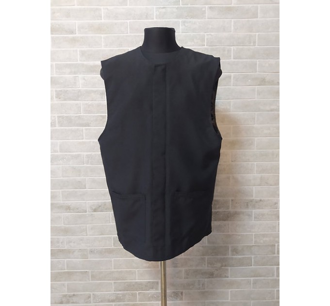 Vest with 2 two pockets in gabardine or wet silk or linen-gabardine - Waistcoat