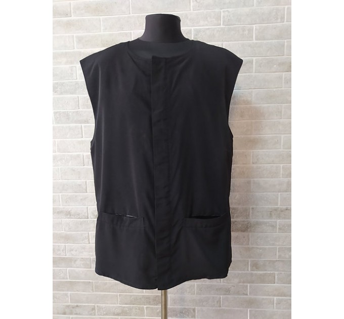 Vest with 2 two pockets in gabardine or wet silk or linen-gabardine - Waistcoat