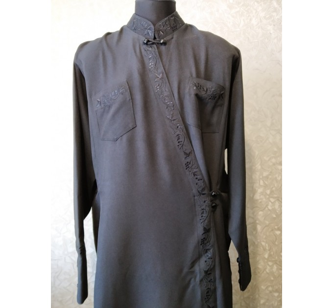 Black Orthodox cassock - Greek Cassock in wet silk - Greek Cassock in gabardine - Cassock for a priest - Religious cloth - Undercassock