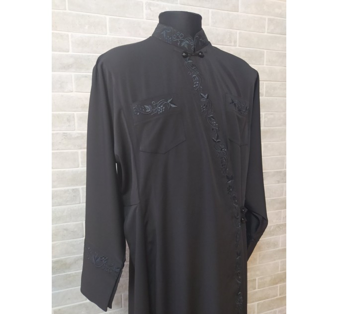 Black Orthodox cassock - Greek Cassock in wet silk - Greek Cassock in gabardine - Cassock for a priest - Religious cloth - Undercassock