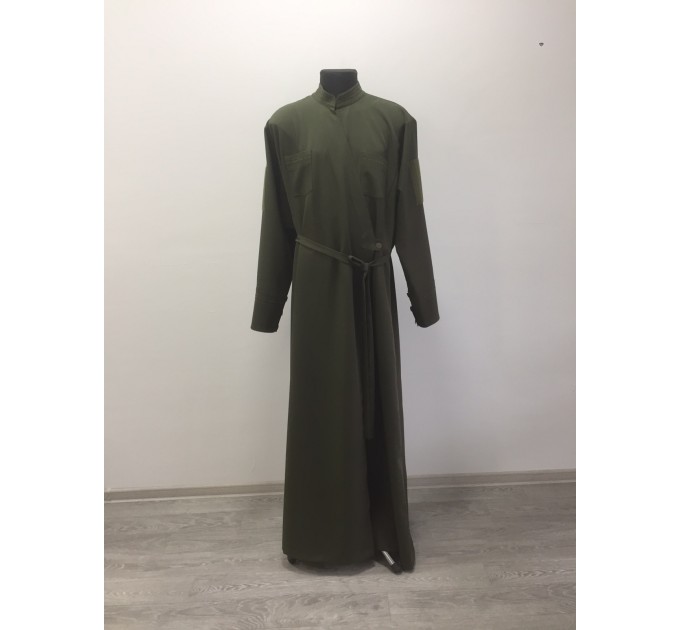 Greek style cassock for Chaplain - Orthodox cassock in khaki - Inner cassock for Chaplain - Orthodox cassock