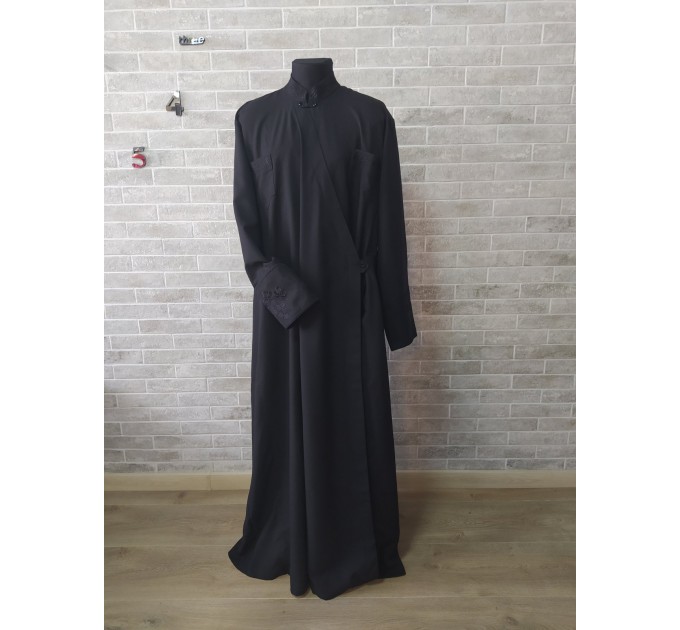 Orthodox cassock with grape embroidery - St. Petersburg style cassock in linen-gabardine - Cassock for a priest - Inner cassock - Religious cloth - Undercassock