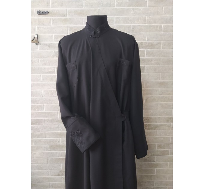 Orthodox cassock with grape embroidery - St. Petersburg style cassock in linen-gabardine - Cassock for a priest - Inner cassock - Religious cloth - Undercassock