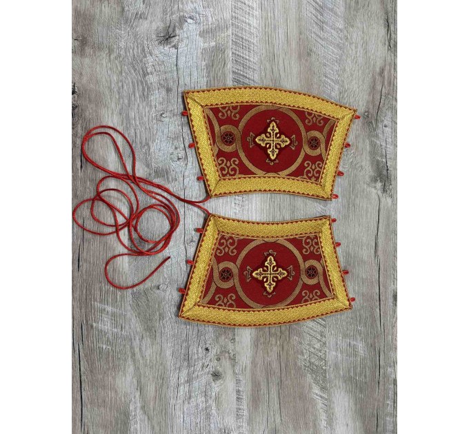 Priest's stole and cuffs - Communion set in brocade - Orthodox priest set