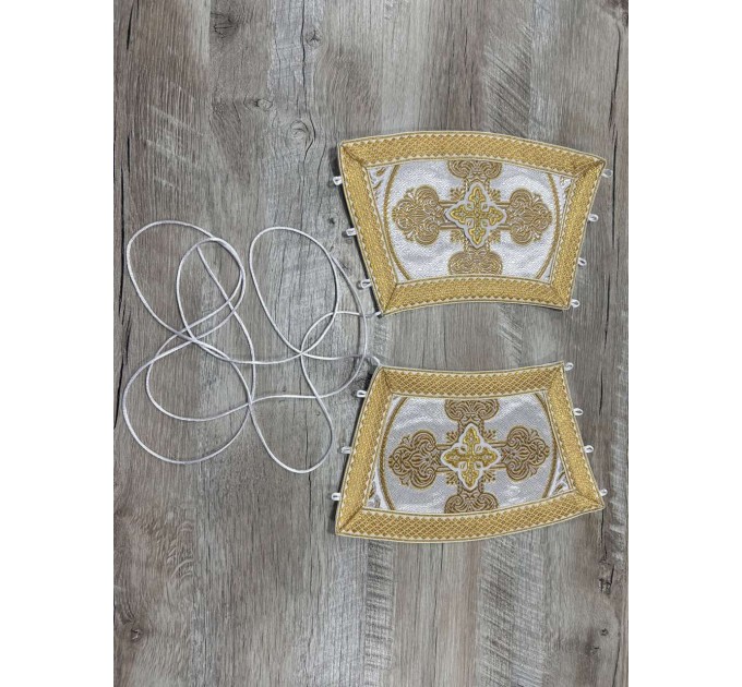 Priest's stole and cuffs - Communion set in brocade - Orthodox priest set