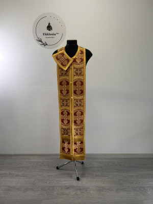 Priest's stole and cuffs - communion set in brocade - Orthodox liturgical set
