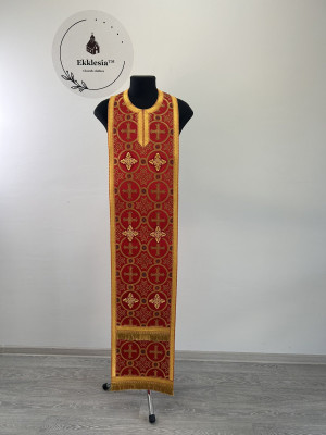 Priest's stole and cuffs - Communion set in brocade - Orthodox priest set
