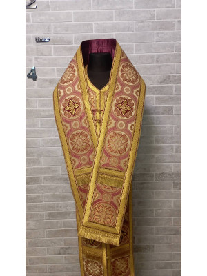 Bishop's Communion set in nonmetallic brocade - Bishop Stole and cuffs in brocade - Bishop set - Small omophorion - Epitrakhilion and cuffs