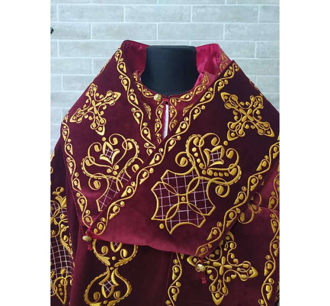 Embroidered bishop's vestment set with small and large omophor on velvet