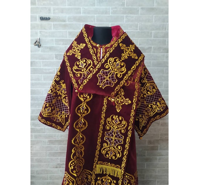 Embroidered bishop's vestment set with small and large omophor on velvet