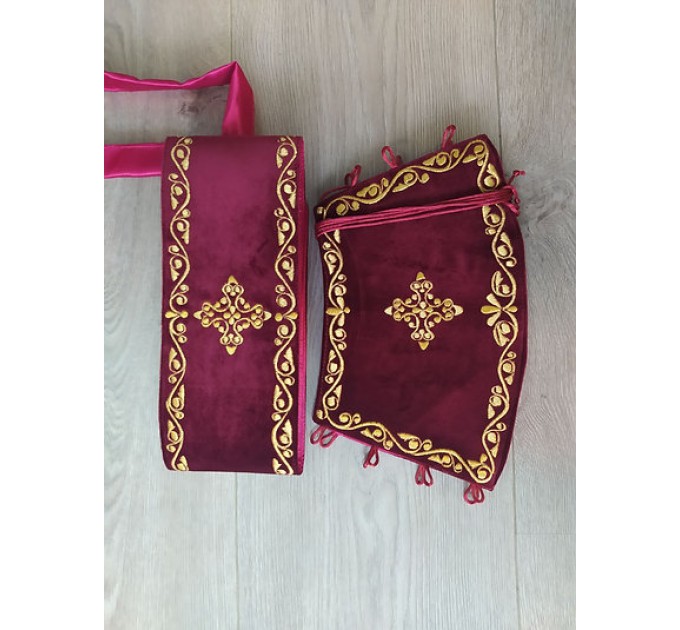 Embroidered bishop's vestment set with small and large omophor on velvet