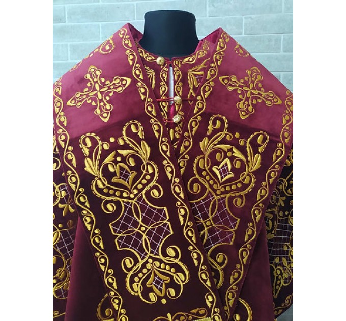 Embroidered bishop's vestment set with small and large omophor on velvet