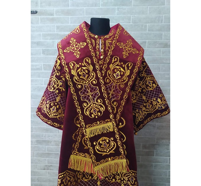 Embroidered bishop's vestment set with small and large omophor on velvet