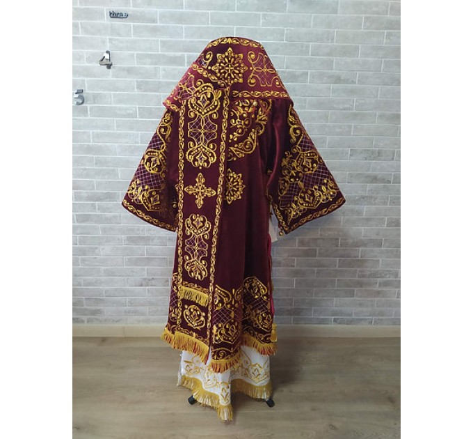 Embroidered bishop's vestment set with small and large omophor on velvet