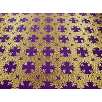 Serbian cross Metallic Greek Brocade - Church Brocade - Liturgical Brocade - Priest vestment's fabric