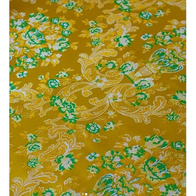 Yellow/green Nonmetallic Greek Brocade - Church Brocade - Liturgical Brocade - Priest vestment's fabric