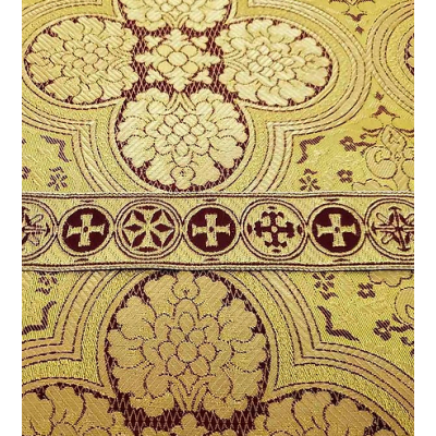 Yellow Cross Nonmetallic Greek Brocade - Church Brocade - Liturgical Brocade - Priest vestment's fabric