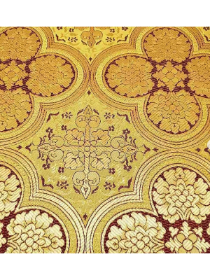 Yellow Cross Nonmetallic Greek Brocade - Church Brocade - Liturgical Brocade - Priest vestment's fabric