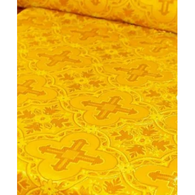 Yellow Nonmetallic Greek Brocade - Church Brocade - Liturgical Brocade - Priest vestment's fabric